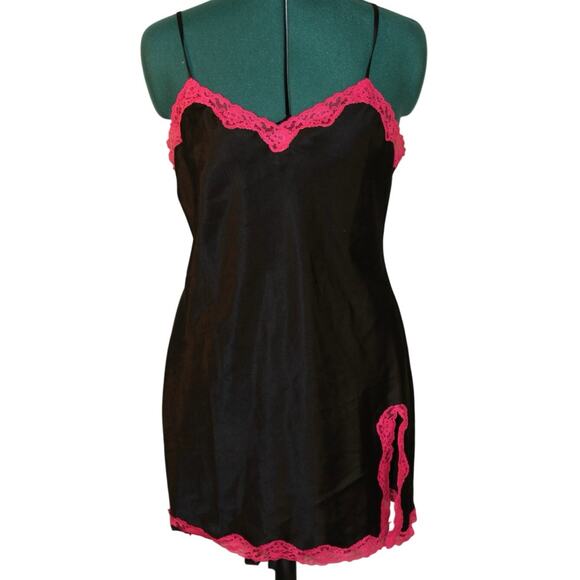 Victoria’s Secret Black & Pink Lace Slip Dress Women’s M - Picture 2 of 4